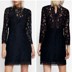 Zara - Lace Navy Dress - Size XS - Mini Cocktail